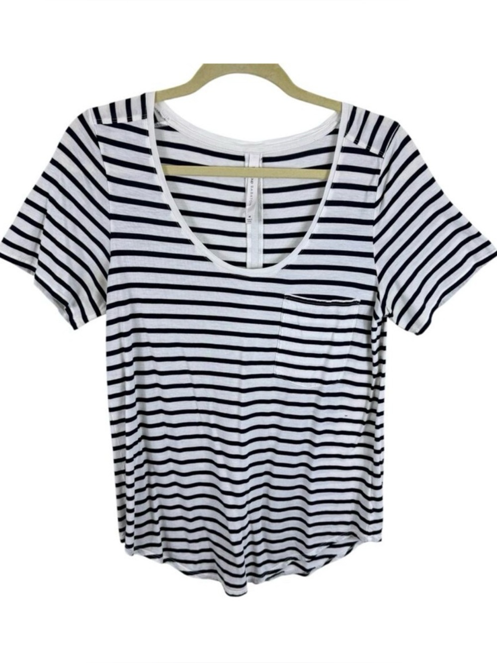The Group By Babaton Black White Striped Cotton Modal Short Sleeve T-Shirt Sz M
